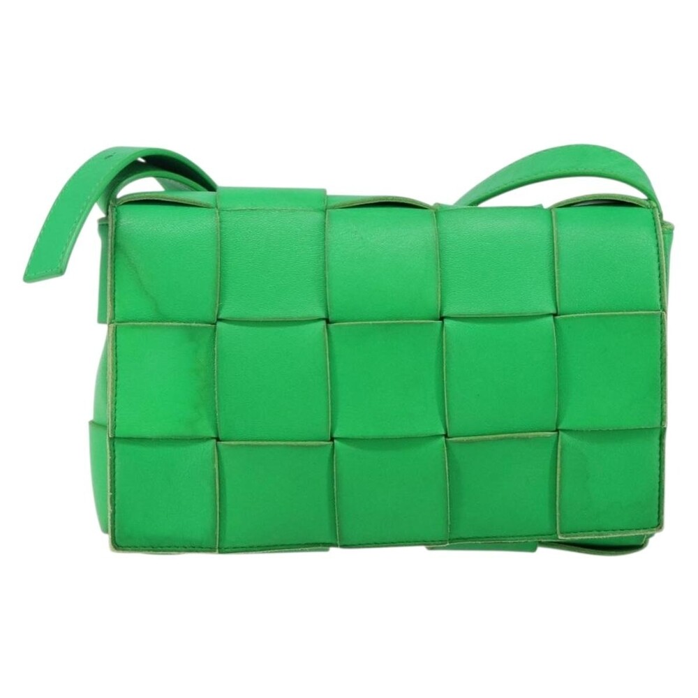 Bottega Veneta Leather Cassette Shoulder Bag Green